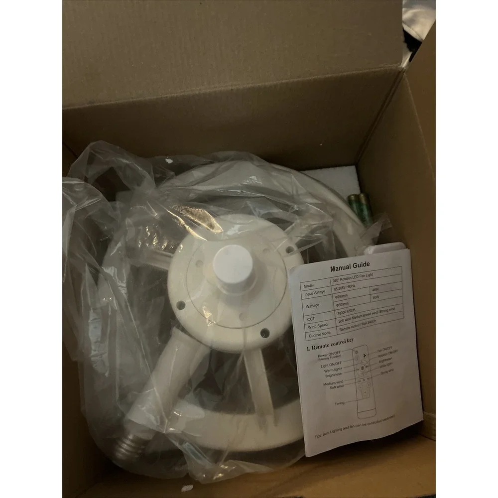 Ceiling Fan Light 360 Degree Rotate Dimmable E27 Adjustable LED Lamp 5 Blade 48✿